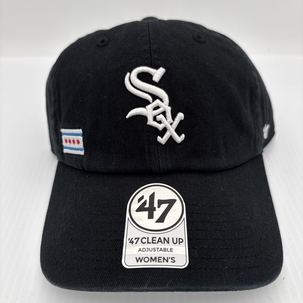 Chicago White Sox MLB '47 Black Clean Up Adjustable Hat Womens Chicago Flag